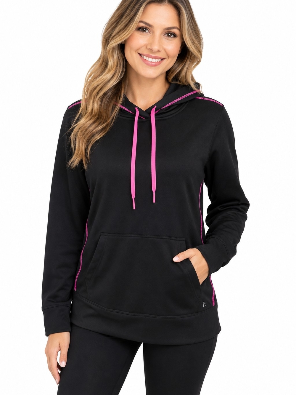 Danskin Now Black Hoodie with Pink Trim and Drawcords